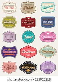 Vector Set of 15 of Vintage Retro Styled Premium Design Labels