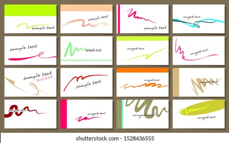 Vector set of 16 business cards in minimalism style on a white.