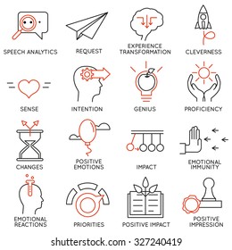 Vector set of 16 icons related to business management, strategy, career progress and business process. Mono line pictograms and infographics design elements - part 23