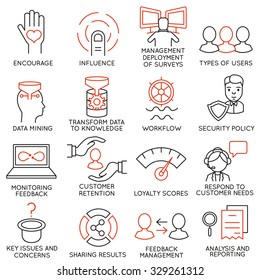 Vector set of 16 icons related to business management, strategy, career progress and business process. Mono line pictograms and infographics design elements - part 27