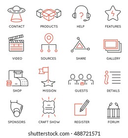 Vector set of 16 icons related to business management, marketing, maintain and service. Mono line pictograms and infographics design elements for app and web design navigation - part 2