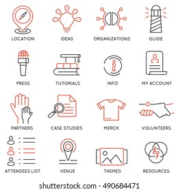 Vector set of 16 icons related to business management, marketing, maintain and service. Mono line pictograms and infographics design elements for app and web design navigation - part 3