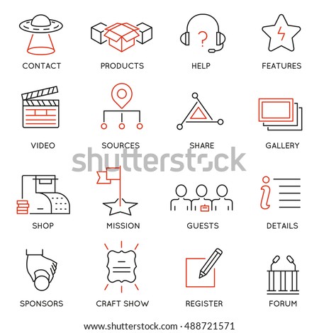 Vector set of 16 icons related to business management, marketing, maintain and service. Mono line pictograms and infographics design elements for app and web design navigation - part 2