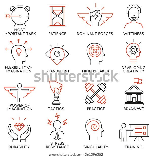Vector set of 16\
icons related to business management, strategy, career progress and\
business process. Mono line pictograms and infographics design\
elements - part 39