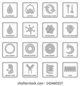 vector set of 16 mattress icons