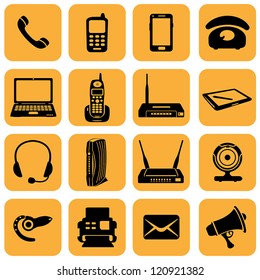 Vector Set Of 16 Telecommunication Icons