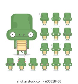 Vector set of 16 turtle characters emotions. Animal collection.