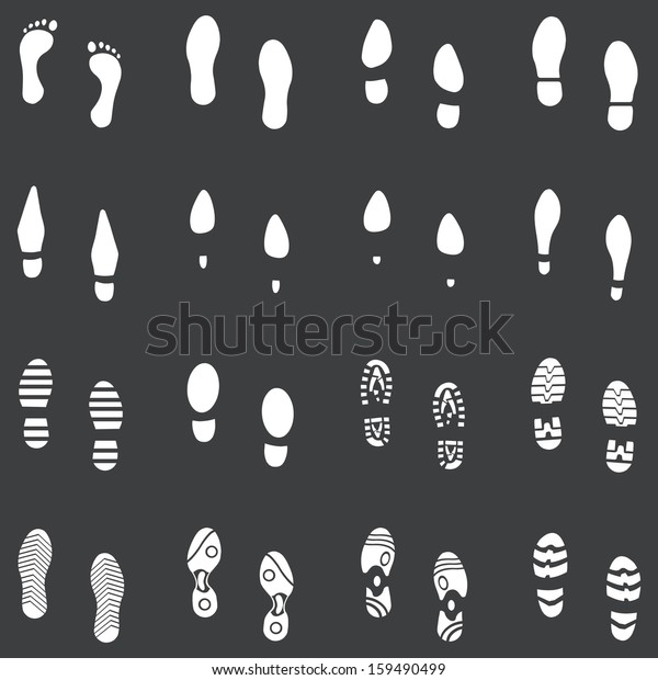 Vector Set 16 White Footprint Shoes Stock Vector (Royalty Free ...