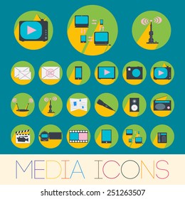 Vector. Set of 18 vector social media icons.