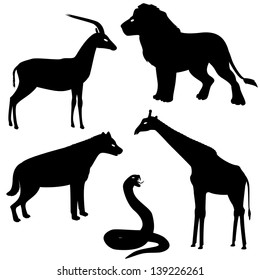 Vector set 2 of african animals silhouettes
