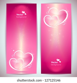 Vector set of 2 cards with couple of hearts and copy space.