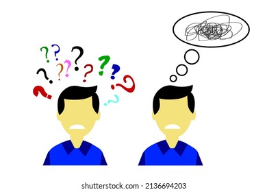 Vector Set 2 Confuse or stress Man, Isolated on White
