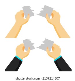 Vector Set 2 Hand, Ripping a piece of blank paper or card
