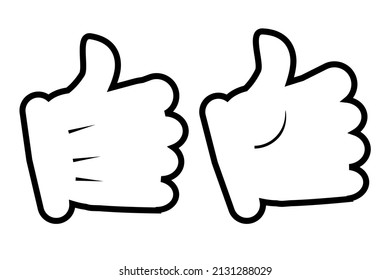 Vector Set 2 Outline Doodle Sign, Thumb Up
