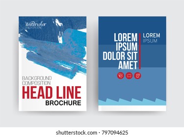 Vector set of 2 pages with blue tones. Creative business brochure cover template for banner, annual report, poster, leaflet, book, magazine, ad and etc.. Vector EPS 10