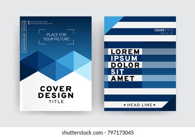 Vector set of 2 pages with blue tones. Creative business brochure cover template for banner, annual report, poster, leaflet, book, magazine, ad and etc.. Vector EPS 10