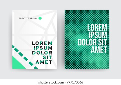 Vector set of 2 pages with green tones. Creative business brochure cover template for banner, annual report, poster, leaflet, book, magazine, ad and etc.. Vector EPS 10