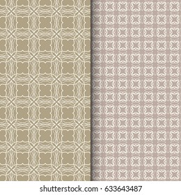 Vector set of 2 seamless geometric borders patterns. Black and white seamless backgrounds. Graphic enldess texture for textile or paper print. Tribal ethnic arabic, indian, turkish, ottoman ornament