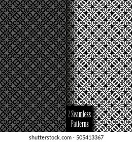 Vector set of 2 two seamless geometric patterns.