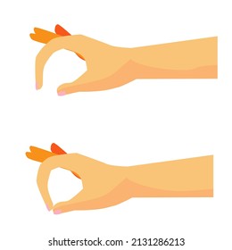 Vector Set 2 Woman Hand Picking Something, Isolated on White
