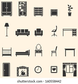 vector set of 20 furniture  icons 