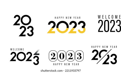 Vector set 2023 New Year design. Vector illustration. Poster concept, background, greeting and flyer.