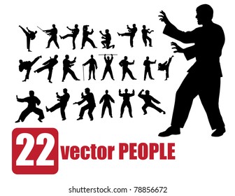 Vector set of 22 very detailed people karate