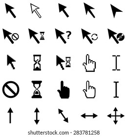 Vector Set of 25 Black Cursors