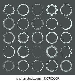 Vector set of 25 circle frames made with different geometrical forms.