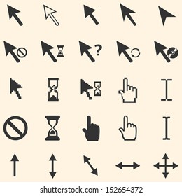 vector set of 25 cursors