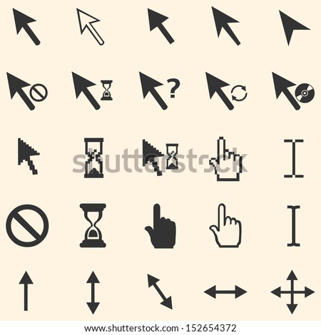 vector set of 25 cursors