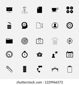 Vector set of 25 flat business and office icons.