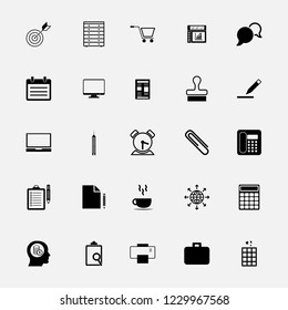 Vector set of 25 flat business and office icons.