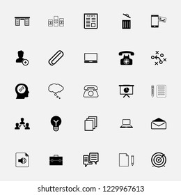 Vector set of 25 flat business and office icons.