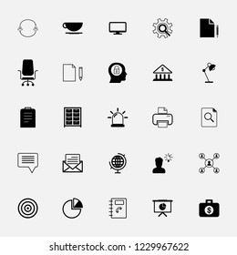 Vector set of 25 flat business and office icons.