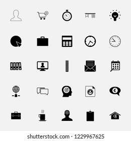 Vector set of 25 flat business and office icons.