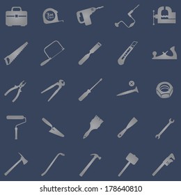 vector set of 25 grey work  tool icons
