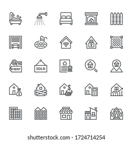 Vector set of 25 real estate icons for web, apps, and mobile phone