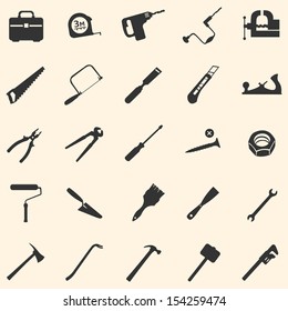 vector set of 25 tool icons