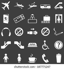 Vector Set of 25  White Airport Icons