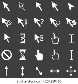 vector set of 25 white cursors 