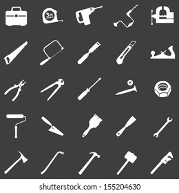 vector set of 25 white tool icons