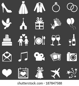 Vector Set of 25  White Wedding Icons