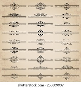 Vector set of 27 ornate headpieces