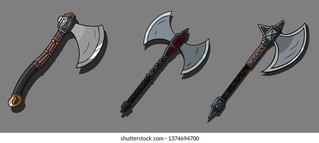 Vector set of 3 axes - for games, toys, souvenirs and other stuff design