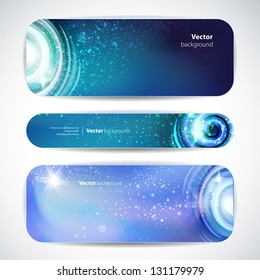 Vector set of 3 colorful banners with decorative elements.