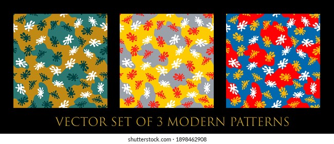 Vector set of 3 colorful modern patterns