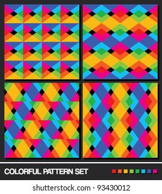 vector set (3). Colorful seamless geometric pattern background.