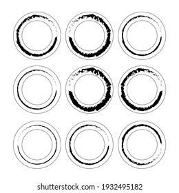 Vector set 3 of grunge circle brush strokes for frames, icons, design elements