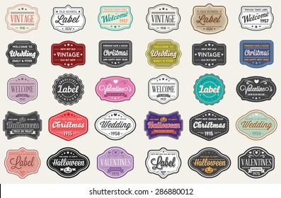 Vector Set of 30 of Vintage Retro Styled Premium Design Labels 